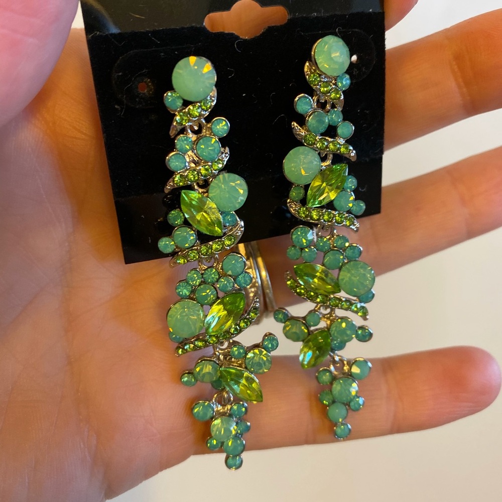 Green and Blue Pageant Earrings